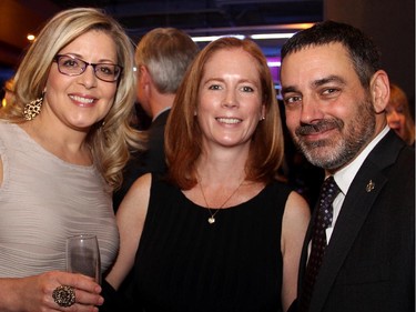 From left, Bluesky Strategy principal Susan Smith with Karen Proud, president of Consumer Health Products Canada, and NDP MP Pierre Nantel at the Hope Live gala held featuring Burton Cummings, held at the GCTC on Monday, Oct. 27, 2014.