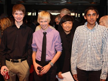 From left, Canterbury High School music students Nicholas Lucas, Jack Wittmann, John Lee and Anant Maheshwari dressed up a little to attend the NAC Gala held Thursday, Oct. 2, 2014, at the National Arts Centre.