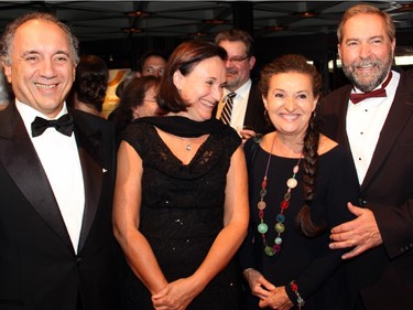 From left, Italian Ambassador Gian Lorenzo Cornado and his wife, Martine Laidin, with Catherine Pinhas and her husband, Opposition Leader Tom Mulcair, at the NAC Gala held Thursday, Oct. 2, 2014, at the National Arts Centre.