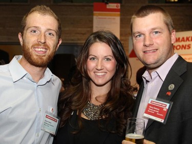 From left, Jason Faber, BoldRadius Solutions, with Katie Fleming and Darcy Delaney, Christie Lake Kids, at Schmoozefest 2014,