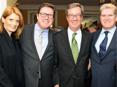 From left, Krista Murray with her husband, Chris Murray from sponsor W1 Developments, Mayor Jim Watson and Murray's brother, lawyer Patrick Murray at a reception hosted Wednesday, Oct. 8, 2014, at Earnscliffe in honour of the National Arts Centre Orchestra's tour to the UK.