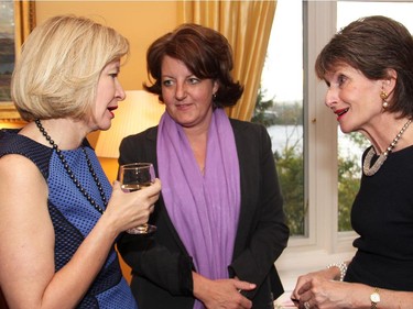 From left, Laureen Harper in conversation with Rosemary Thompson, head of communications at the National Arts Centre, and Gill Drake at a reception hosted by Drake and her husband, British High Commissioner Howard Drake, on Wednesday, Oct. 8, 2014, to celebrate the NAC Orchestra's tour to the UK.