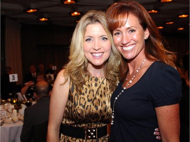 TV host Catherine Clark, left, with Carrie Cuhaci at Upstream Ottawa's Youth Matters Gala, held Thursday, Oct. 16, 2014, at the National Arts Centre.