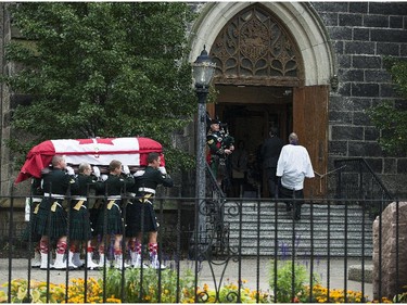 The casket of Cpl. Nathan Cirillo is carried into The Christ's Church Cathedral during his funeral.