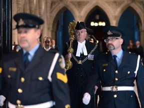 House of Commons Sergeant-at-Arms Kevin Vickers carries the mace during the Speakers Parade on Parliament Hill in Ottawa on Thursday.