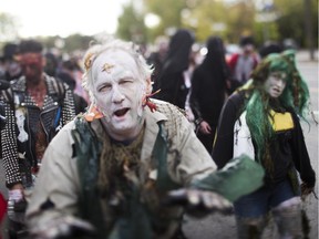Hundreds of people gathered for Ottawa's annual 3K zombie walk which made its way throughout the downtown area, October 5, 2014.
