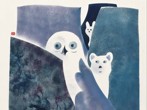 Detail from Owl, Fox and Hare Legend (1959, stencil), by Osuitok Ipeelee, from Inuit Prints: Japanese Inspiration at Carleton University Art Gallery. (Handout photo by Marie-Louise Deruaz)