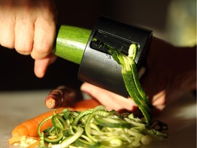 You can make ribbons of vegetables with this pencil-sharpener like kitchen device.