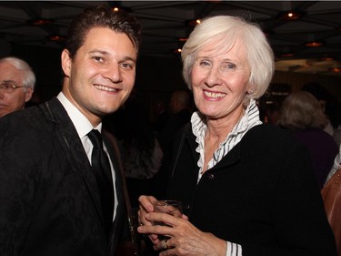 Juno Award-winning violinist Alexandre Da Costa, seen at the reception, earned a new fan, former journalist Marsha Skuce, following his performance with the Ottawa Symphony Orchestra at the National Arts Centre on Monday, Oct. 6, 2014.
