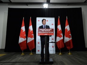 Liberal leader Justin Trudeau speaks at a conference in Ottawa Thursday.