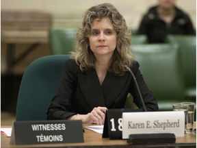 Karen Shepherd, Commissioner of Lobbying, appears at Commons ethics committee on Parliament Hill in Ottawa, Tuesday May 1, 2012.