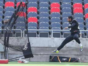 Kicker Zach Ramirez of the Ottawa RedBlacks practices at TD Place.