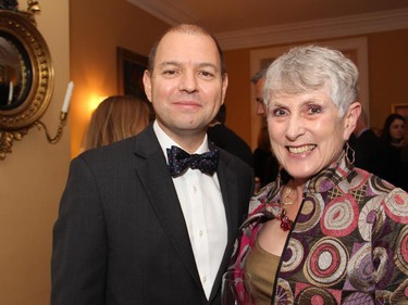 Maurizio Ortolani, New Media Producer, National Arts Centre, with NAC donor Marg Campbell at a reception held Wednesday, October 8, 2014, at the official residence of the British high commissioner to celebrate the NAC Orchestra's tour to the UK.