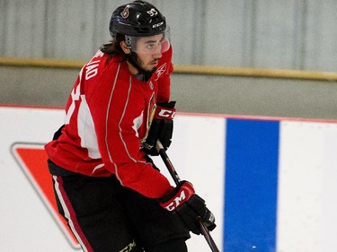 Mika Zibanejad during a drill as the Ottawa Senators practice Wednesday afternoon at the Bell Sensplex.