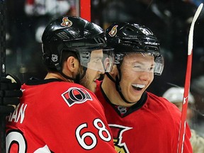 Mike Hoffman (L) and Curtis Lazar