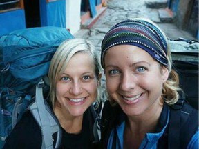 Missing Ottawa trekkers Virginia Schwartz and Jane Van Criekingen were photographed in Nepal earlier this month.