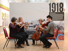 NACO string quartet playing in the Nottingham Castle museum’s long hall Saturday afternoon.