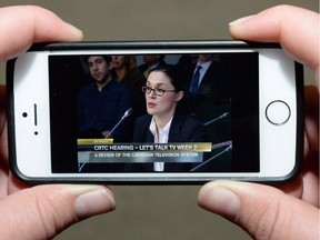 Netflix global public policy director Corie Wright is pictured on streaming video as she testify before the CRTC in Ottawa on September 19, 2014.