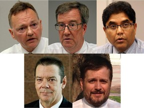 Ottawa mayor candidates who answered the Citizen questionnaire: Top L-R Mike Maguire, Jim Watson and Anwar Syed; Bottom L-R Robert White and Darren Wood