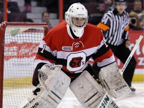 Ottawa 67's goalie Liam Herbst had a quiet night against Peterborough, only facing 15 shots through regulation time.