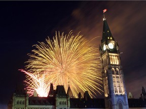 Canada Day fireworks on Parliament Hill.