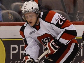 The Ottawa 67's Dante Salituro, seen in a file photo, scored his 26th goal of the season in a loss to North Bay Battalion.