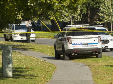 Ottawa police responded to reports that five or six gunshots had been fired in the Pinecrest Terrace housing development Friday, October 3, 2014.
