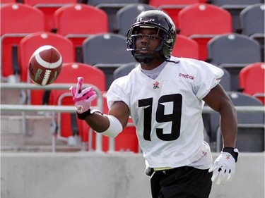 Ottawa RedBlacks running back Roy Finch (19) during practice today at TD Place in Ottawa, Monday, October 27, 2014. The RedBlacks take on Hamilton Tiger-Cats this Friday at TD Place.