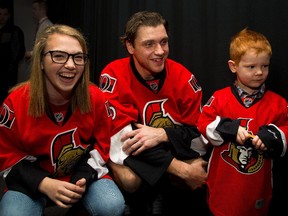 Ottawa Senator Bobby Ryan, with Annie Underhill, 16, and Jake Friel, 3. The Senators announced Friday that Ryan purchased a suite at the Canadian Tire Centre to be used by ill and underprivileged children to watch Sens games.