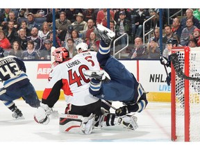 Besides solid goaltending, father-to-be Robin Lehner got an assist on the game winner Tuesday.