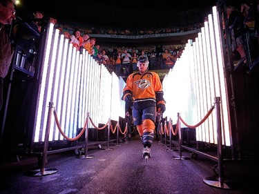 Shea Weber #6 of the Nashville Predators makes his way to the ice during pre game.