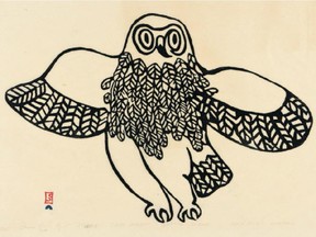 Owl, 1959, Lukta Qiatsuk, Printed by the artist, Stonecut