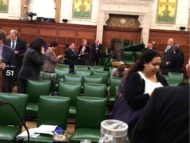 Photo from Conservative MP Nina Grewal shows doors of Reading Room barricaded with furniture from inside.