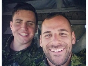Cpl. Branden Stevenson, left, and and his best friend, Cp. Nathan Cirillo, were guarding the memorial last week when Michael Zehaf-Bibeau shot and killed Cirillo.