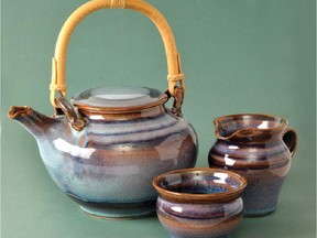 Tea set by potter Linda Hynes, one of the artists in the Merrickville Artists' Studio Tour.