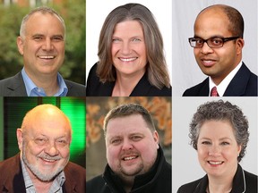 Rideau-Rockcliffe candidates: Top row, left to right, Tobi Nussbaum,  Sheila Perry and Jevone Nicholas; bottom, from left, Peter Clark, Cam Holmstrom and Penny Thompson.