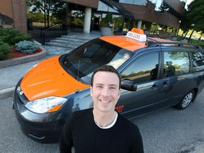 Adam Growe drives the Cash Cab for the Discovery Channel Canada.