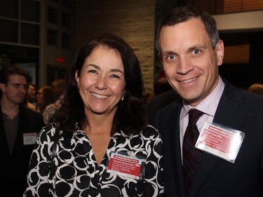 United Way Ottawa Community Campaign co-chairs Yaprak Baltacioglu and Mark Sutcliffe at Schmoozefest 2014.