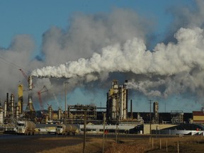 View of the Syncrude oil sands extraction facility near the town of Fort McMurray in Alberta on October 25, 2009.