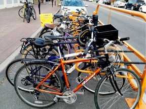 Wellington West Village bicycle corral.