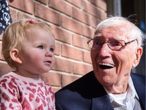 Willie Richardson, 100, and his great granddaughter, Macy Richardson, 1, share the same birthday (Oct. 23).