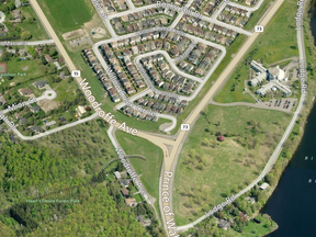 The intersection of Woodroffe Ave. and Strandherd Road, shown before the closure.