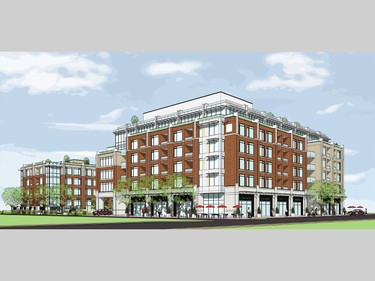 Draft rendering of Domicile's planned mid-rise condos for a 3.5-acre parcel of land on Main Street formerly owned by the Sisters of the Sacred Heart.