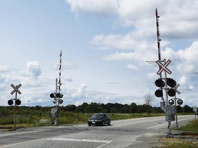 A VIA Rail crossing is photographed at Strandherd Drive Tuesday, July 29, 2014.