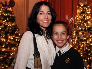 Arlie Mierins, former board member with the CHEO Foundation, and her youngest daughter, Mila, 11, at the Trees of Hope for CHEO event held at and presened by the Fairmont Chateau Laurier on Monday, November 24, 2014.