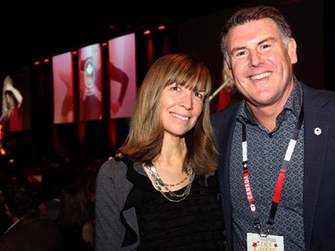 Bill Meyer, member of the Olympic water polo team in 1984, with his wife, Cathy, at the Gold Medal Plates dinner and culinary competition held at the Shaw Centre on Monday, Nov. 17, 2014.