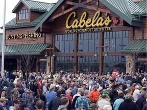 Hundreds flock to the opening of a Cabela's store in Saskatoon in May 2012.