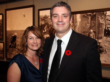 Canadian military historian Tim Cook with his wife, Sarah, at a special First World War  commemorative evening held at the National Gallery of Canada on Monday, Nov. 10, 2014.