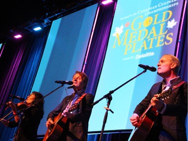 Canadian music icon Jim Cuddy performed with Anne Lindsay and Colin Cripps, far right, at the Gold Medal Plates dinner held at the Shaw Centre on Monday, November 17, 2014.
