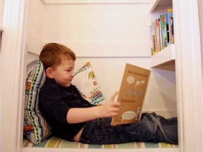 A reading nook carved out of a closet is a great retreat for your child.